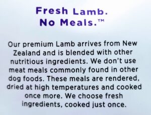 label of dog food without meat meal