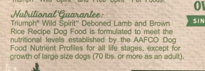 AAFCO dog food nutrient profile