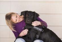 woman with her service dog